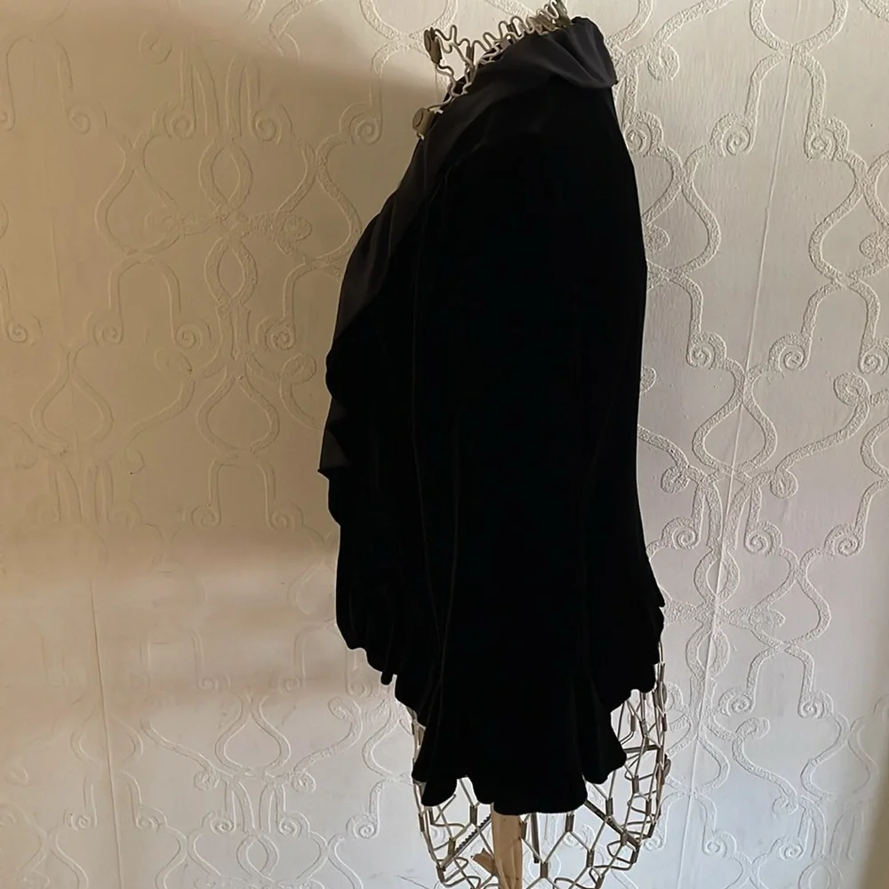 Black Velvet Ruffle Evening Jacket - Picture 5 of 11